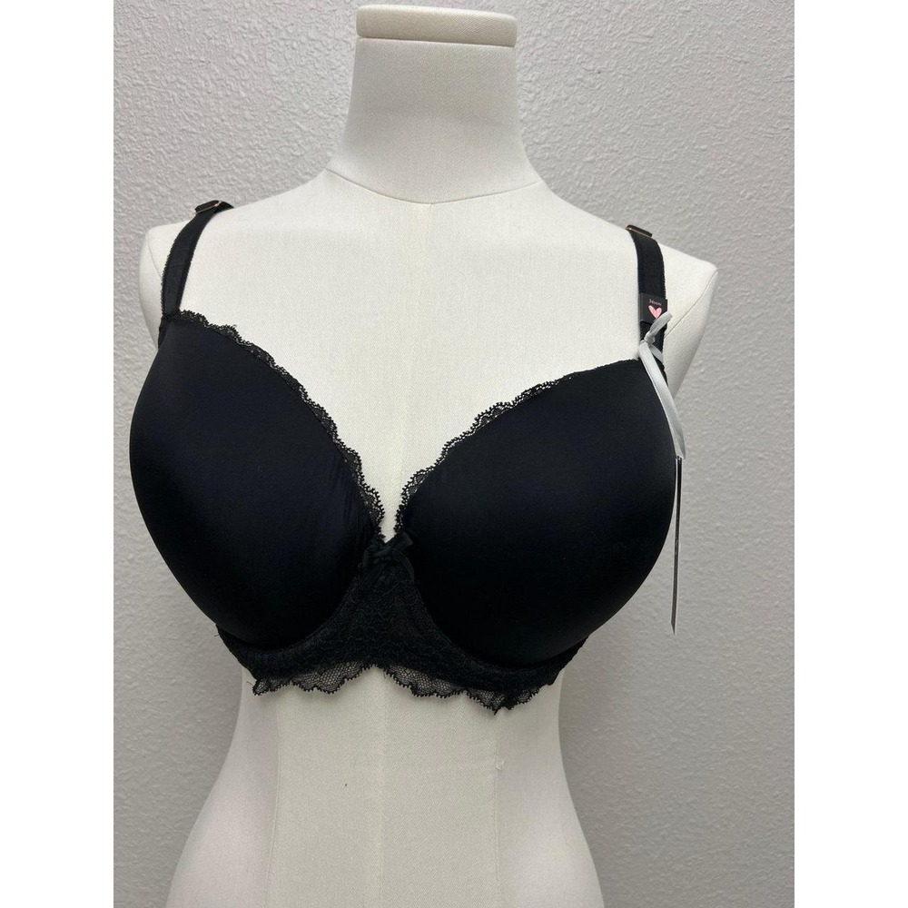 NWT Victoria's Secret Dream Angels Lined Demi Bra Black Lace Trim 34DDD